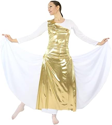 Danzcue ženska metalna plesna tunika s bočnim prorezima