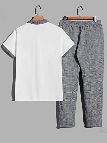 Nibhz dvodijelna odjeća za muškarce muškarce Plead Print Polo košulja i struka struka struka