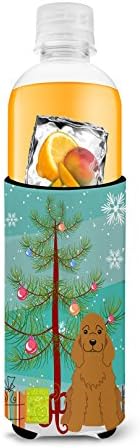 Treasures Caroline BB4220muk Sretan božićno drvce Koker Spaniel Red Ultra Hugger za tanke limenke, Can Cooler Rukav zagrljaj zagrljaja