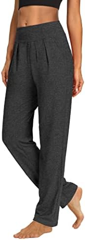 Sarin Mathews Womens Yoga hlače obložene široke noge labave udobne hlače za trening trening za žene s džepovima