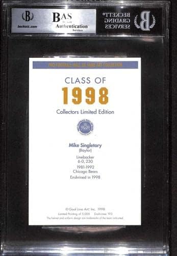 193 Mike Singletary - 1989. gol linije Hof nogometne kartice ocjenjivale su BGS Auto - Autografirani nogomet