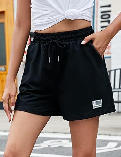 Flygo Womens Sweat Shorts casual ljetni struk struka Ugodnog salona Atletic kratkih hlača koje trče kratke hlače s džepovima