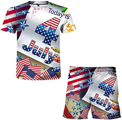 BMISEGM Ljetni znoj odgovara muškarcima ljetna zastava tiskanje Dan Nezavisnosti Muški set povremeni 3D američki muškarci odijeli i