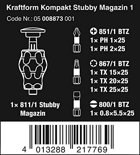 WERA 05004281001 8009 Zyklop Pocket Set 2, Ratchet Set, 18 komada i KraftForm Kompakt Stubby Magazin 1