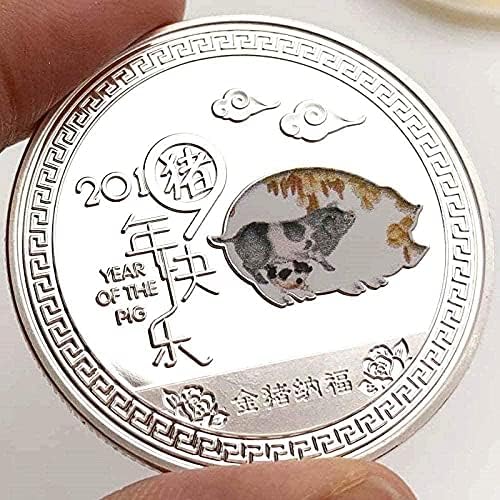 Kina 2019. kineska zodijaka godina svinjskog srebrnog kovanog novčića Zlatna svinja Nafu Komorativni novčić za bebe svinje lunarna