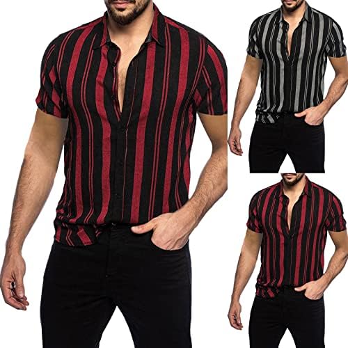 Xxbr majice za muškarce prugaste kratke rukave Havajska košulja Ljetna gumba dolje majica repa majica Slim Fit casual plaže vrhovi