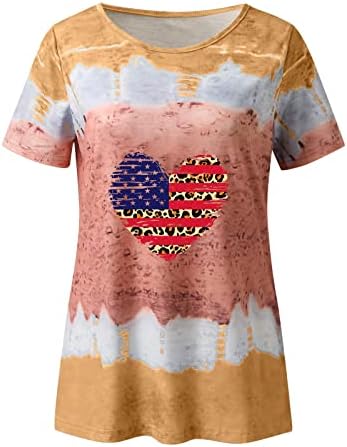 4. srpnja Majice Majice za žene majica kratkih rukava s prugastim dekolteom u obliku slova U US sa zastavom domoljubna košulja od tunike