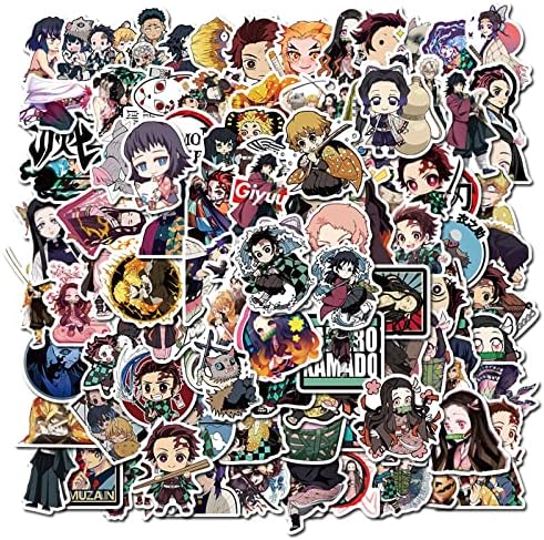Naljepnice za ubojice demona 100 pcs, anime crtani demon ubojici naljepnice za dječake za djecu, vodootporna naljepnica vinil anime