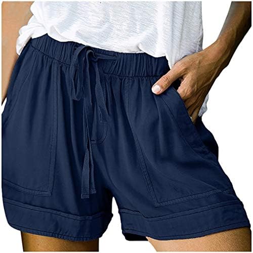 ZSDVBZS Ženske casual kratke hlače ljetne elastične kratke hlače s visokim strukom plus Ukladne lagane hlače na plaži s džepovima