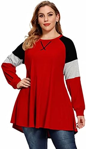 Larace plus size vrhovi žena pulover dukserica boja blok majice dugih rukava s tunikom Raglan košulja