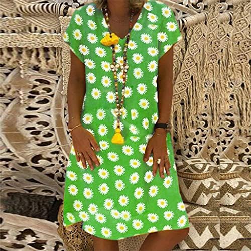 Ruziyoog ljetna ležerna majica haljina za žene kratke rukave ljuljačke plaže tunike haljina boho cvjetni print labav a-line mini haljina