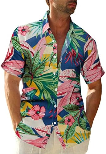 Muške havajske košulje proljetna i ljetna cvjetna šareni tisak casual rever plaža na otvorenom za odmor majice kratkih rukava zelene