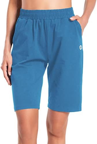 Spowind ženske bermudske kratke hlače duge pamučne znoj pletene kratke hlače s džepovima salon atletski trening duljina koljena