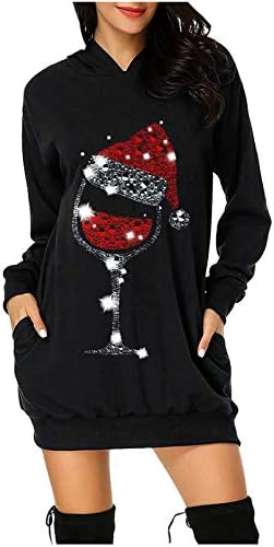 Božićna grapična haljina ženska hip vreća predimenzionirana kapuljača za životinjski print džepna kapuljača modna haljina modna ženska