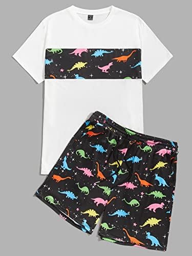 Fioxa dvodijelni odjeća za muškarce muškarci šarene kratke hlače za tisak dinosaura