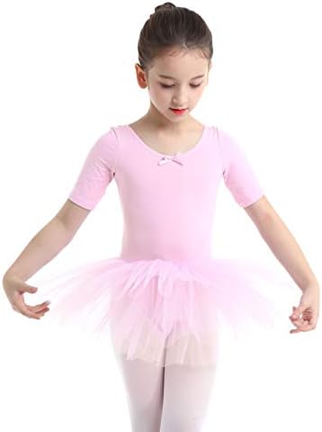 Huimingda Kids Girls Kratki rukavi pamuk od pamuka s baletom ples leotard suknja gimnastika plesna haljina