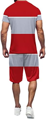 Kangma muški znojnici muški modni majica s kratkim rukavima i kratke hlače Set Summer 2 Piece Outfit Crveni