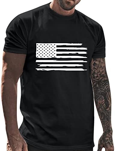 UBST muški vojnik Patriotske majice s kratkim rukavima, Dan neovisnosti retro nevolje američke zastave Slim Fit Tee Tops