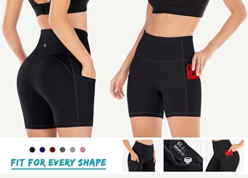Ewedoos biciklističke kratke hlače za žene visoke joge kratke hlače s 3 džepa Atletske kompresije kratke hlače trčanje