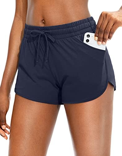 G Postupne ženske atletske kratke kratke hlače udobne pamučne kratke hlače za ženske salon s džepovima i izvlačenjem