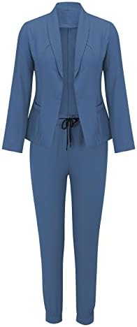 Blazer postavlja žene od 2 komada odjeće plus veličine čisto u boji Business Business Casual Outfits za rad ljetni ured dvodijelni