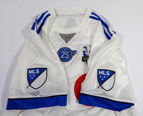 2018. Montreal Impact Daniel Lovitz 3 Igra korištena Potpisani bijeli Jersey 25 Patch M 0 - Autografirani nogometni dresovi