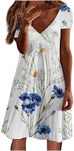 Ženska haljina s majicom s cvjetnim printom u obliku slova B, ljetne haljine kratkih rukava, ležerna Midi haljina opuštenog kroja za