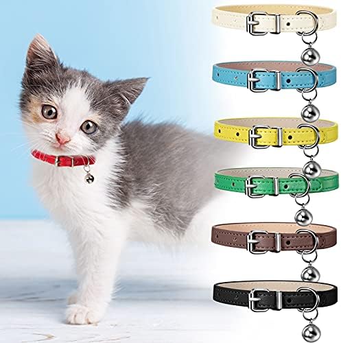 6 komada kožnih ogrlica za kućne mačke sa zvonom mekane podesive kožne ogrlice za mačiće Slatke ogrlice za male mačke mačić štene