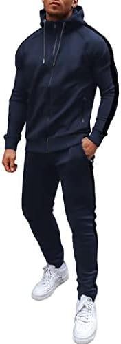 Coofandy muški tracksuit sa džepovima s patentnim zatvaračem Full Zip Hoodie Sweatsuit 2 komada Atletski sportovi povremeni znoj odijela