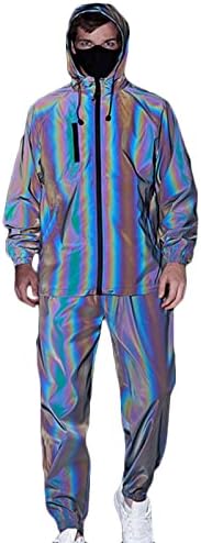 Muškarci sportske odjeće tracksuit casual solidne modne solidne reflektivne fluorescentne noćne sportske jakne hlače plus veličina