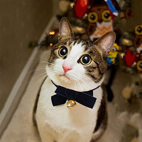 Božićne baršunaste ogrlice za mačke s crvenim zvonom, leptir ogrlica za pse, podesiva, mala, srednja, Rođendan, Festival, vjenčanje,