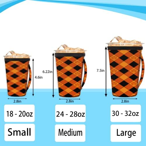 Narančaste karirane bundeve za višekratnu upotrebu ledene kave s ručicom Nepren šalica za čašicu za sodu, latte, čaj, pića, pivo