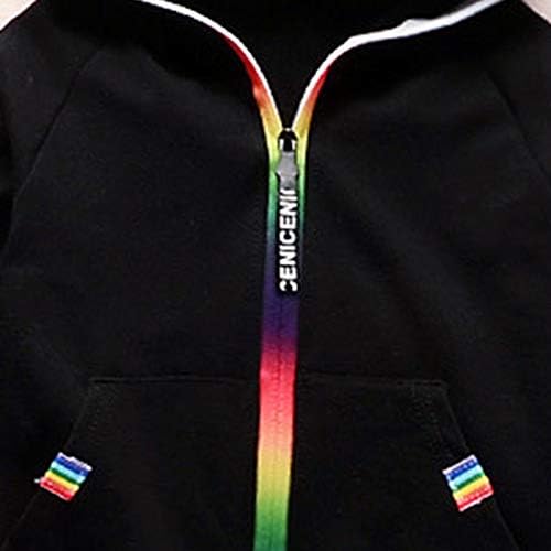 Inhzoy Kids Boys Girls Rainbow Tiskana dukvica s kapuljačicom Top s hlačama postavljenim casual atletskim sportovima aktivna odjeća