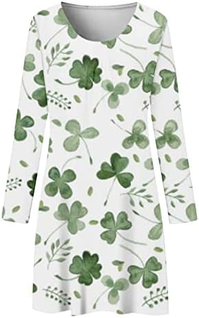 Nokmopo ženske ležerne haljine modno ležerno okrugli vrat St. Patrick's Day print casual dugih rukava
