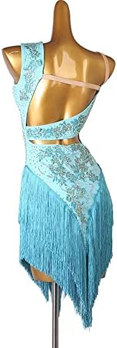 Liuhuo plavi izreziv bez rukava latino plesna haljina za žensku rubnu rub show party