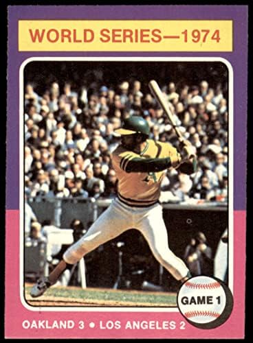 1975. Topps 461 1974 World Series - Igra 1 Reggie Jackson Oakland/Los Angeles Athletics/Dodgers Ex Athletics/Dodgers