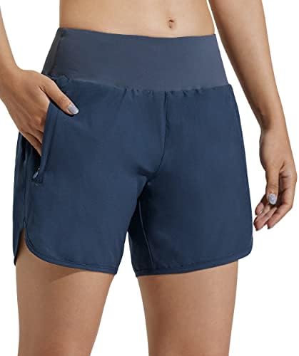 Maskert Womens 5 inča atletske kratke hlače s džepovima s patentnim zatvaračem Quick Dry Lounge Gym Workion Shorts s linijom