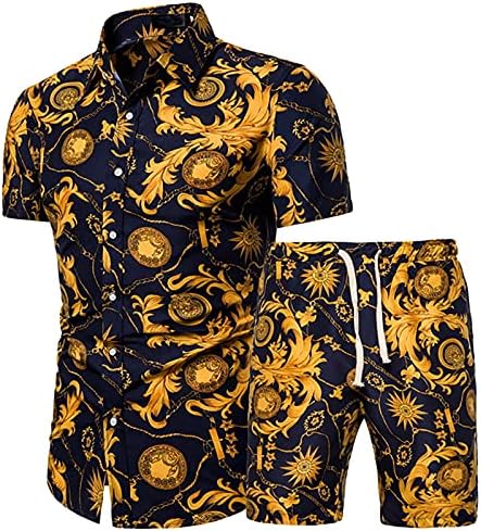 Suites muški ljetni i tiskani setovi košulje rukava s 2 komada muške plaže hlače kratke kratke hlače muške setove kratkih odijela
