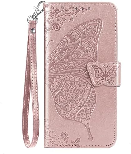 Torbica za novčanik od 14 do 14, kožna torbica za novčanik s utisnutim leptirom i cvijetom, preklopni zaštitni poklopac za telefon
