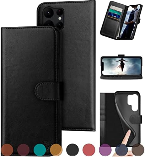 DuckSky za Samsung Galaxy S23 Ultra torbica-novčanik od prave kože 【Zaključavanje RFID 【】 za Držač za 4 kreditne kartice 【】 za Prave